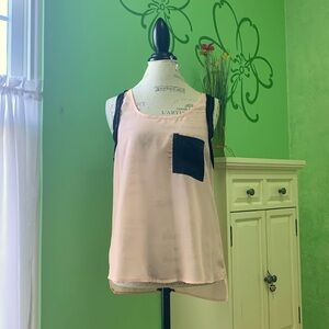 Material Girl pink top with black trim